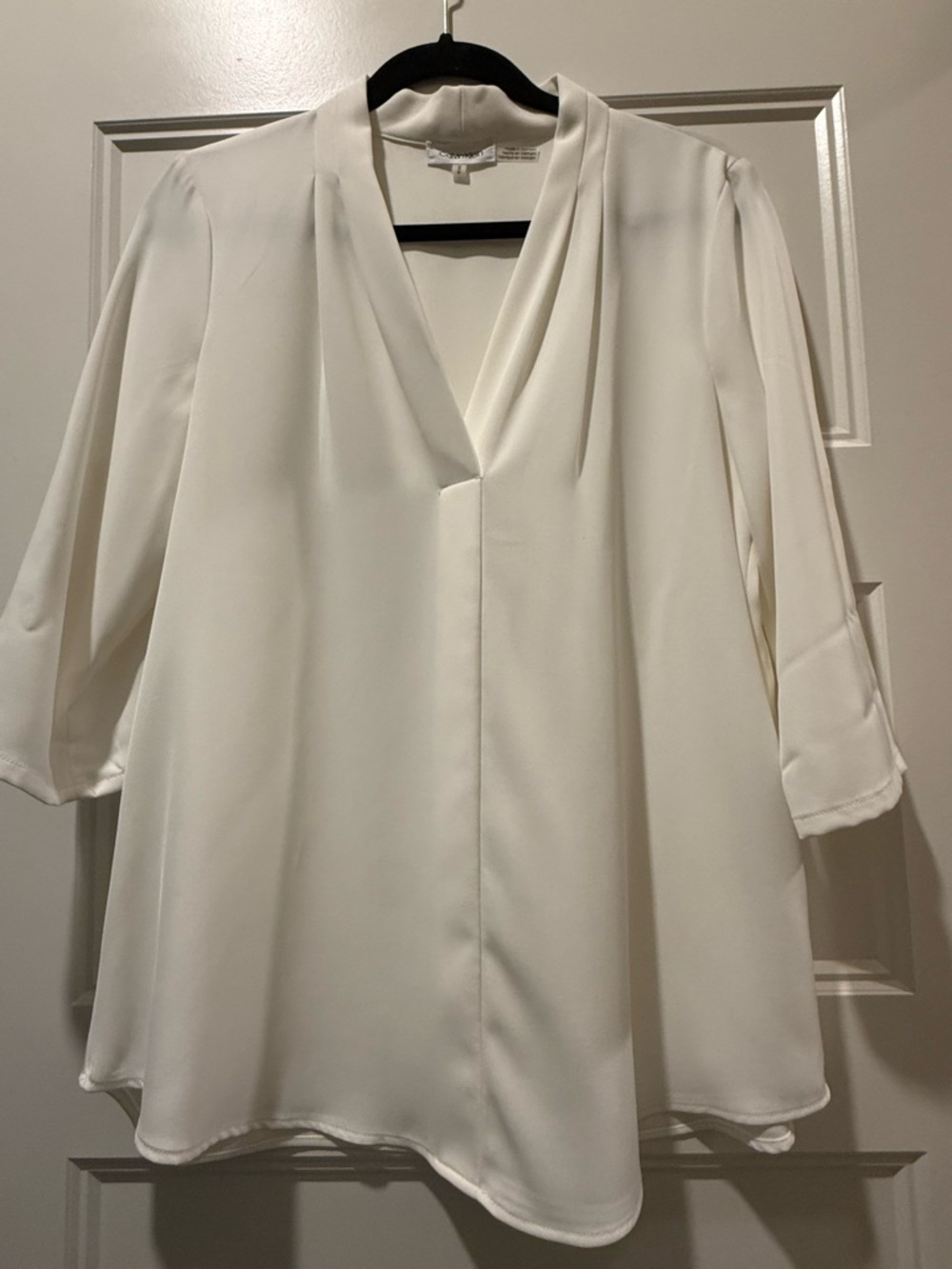 Calvin Klein White V-Neck Blouse